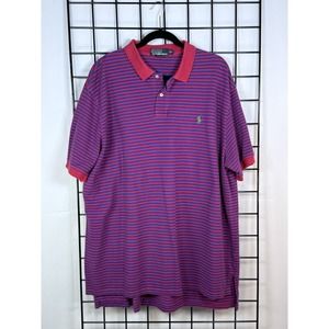 Vtg Polo By Ralph Lauren Striped Polo Shirt Mens XXL Red‎ Blue Striped Coastal